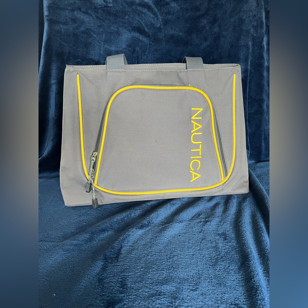 Nautica Gray and Yellow Weekend Tote Bag